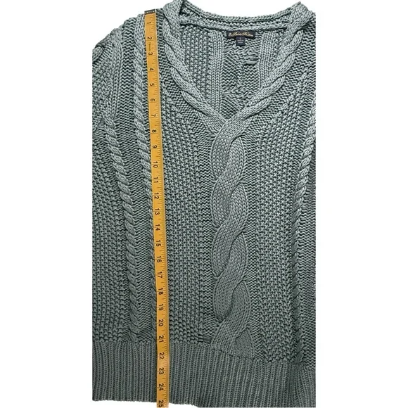 Brooks Brothers 100% cotton cable knit sweater luxe soft heavyweight blue $198 - Picture 9 of 9